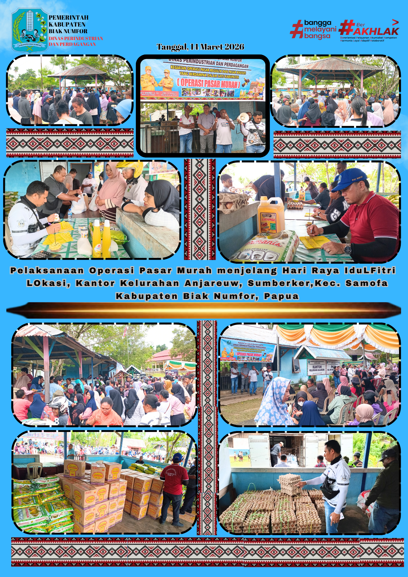 Pelaksanaan Operasi Pasar Murah menjelang Hari Raya IduLFitri   LOkasi, Kantor Kelurahan Anjareuw